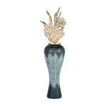 Sagebrook Home 16770-04 Glass, 43" Vase W/ Aluminum Top, Green/Black