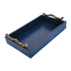 Sagebrook Home 18149 Faux Leather, 16" Copenhagen Tray, Navy/Gold
