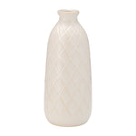 Sagebrook Home 17930-05 Ceramic, 12" Plaid Textured Vase, Beige