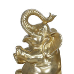 Benzara Polyresin Bookend with Trumpeting Elephant and Block Base, Gold