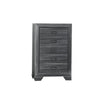 Benzara 5 Drawer Wooden Chest with Raised Border and Cup Pulls, Dark Gray