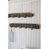 Rustic Recycled Wood Wall Hook Rack with Five Metal Hooks