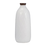 Sagebrook Home 17930-08 Ceramic, 16" Plaid Textured Vase, White