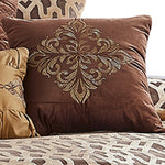 Benzara 10 Piece King Polyester Comforter Set with Celtic Knots, Brown and Gold