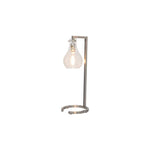 Benzara 18 Inches Metal Frame Table Lamp with Glass Shade, Silver