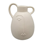 Sagebrook Home 18957 Ceramic, 8" Face Vase with Handles, Ivory