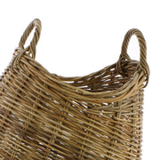 Benzara Rattan Twig Woven Storage Basket with 2 Curved Handles, Brown