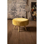 Kalalou NRV2102 Velvet Ottoman with Wooden Legs Honey