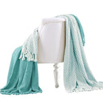 Benzara Amalfi Cotton Throw with Mosaic Pattern, Set of 2, Aqua Blue