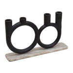 Sagebrook Home 18188 Metal, 13" 4-Taper Candleholder On Marble Base, Bl