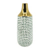 Sagebrook Home 16808-04 Ceramic, 12" Polka Dots Vase, Forest Green/Gold/White