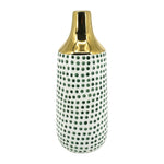 Sagebrook Home 16808-04 Ceramic, 12" Polka Dots Vase, Forest Green/Gold/White