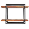 Benzara 2 Tier Wood and Metal Frame Wall Display with Tubular Frame, Brown and Black