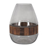 Sagebrook Home 18556-01 Glass, 10" Belly Vase with Wood Band, Clear
