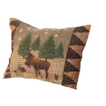 Benzara Isar Fabric Standard Sham with Animal and Tree Pattern, Green and Brown