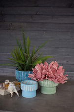 Kalalou H3835 Set of Three Clay Seaside Flower Pots