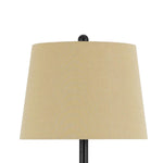 Benzara Metal Body Table Lamp with Swing Arm and Hardback Shade, Black and Beige