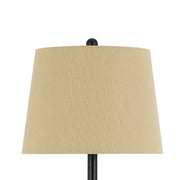 Benzara Metal Body Table Lamp with Swing Arm and Hardback Shade, Black and Beige