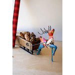 Kalalou NTM1303 Deer Pulling a Brick Mold Sleigh