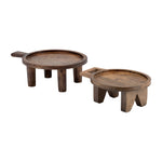 Sagebrook Home 17593 Wood, Set of 2 12/15" Round Risers with Handle, Brown