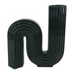 Sagebrook Home 16912-04 Ceramic, 11" Loopy Vase, Forest Green