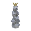 Benzara 23 Inches Polyresin Frog Figurine with Crown, Gray and Gold