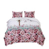 Benzara Three Piece Queen Size Fabric Quilt Set with Floral Prints, Multicolor
