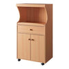 Benzara 2 Door Casters Supported Microwave Stand, Light Oak Brown
