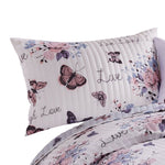 Benzara 2 Piece Twin Size Quilt Set with Lily and Butterfly Print, Multicolor