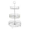 Benzara 3 Tier Metal Wire Stand with Lattice Design Sides, Antique White