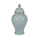 Sagebrook Home 17899-02 Ceramic, 14" Rope Temple Jar, Blue/Gold