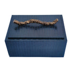 Sagebrook Home 18175 Faux Leather, 10" Copenhagen Box, Navy