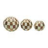 Sagebrook Home 18282-01 Resin, Set of 3 4/5/6" Checkered Orbs, Ivory/Natural