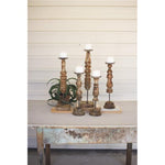 Kalalou NRAR1093  Repurposed Wooden Finial Candle Stands Set of 5