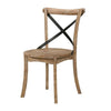Benzara Wood and Metal Side Chair with X Open Back, Set of 2, Rustic Brown and Black