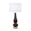 Benzara Drum Fabric Shade Table Lamp with Ribbed Gourd Base, Red