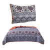 Benzara Thelon 2 Piece Twin Size Fabric Quilt Set with Damask Prints, Gray and Orange