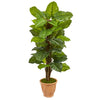 Nearly Natural 6429 5' Artificial Green Real Touch Large Leaf Philodendron Plant in Terracotta Planter 