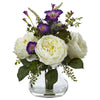 Nearly Natural Rose and Morning Glory Arrangement with Vase