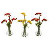 Nearly Natural A1167-S3 10" Artificial Yellow & Orange Baby Breath Arrangement in Vase, Set of 3