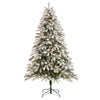 Nearly Natural 7.5` Flocked South Carolina Spruce Artificial Christmas Tree with 600 Clear Lights and 1537 Bendable Branches