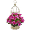 Nearly Natural 8276 19" Artificial Pink Azalea Plant in Decorative Bird Cage