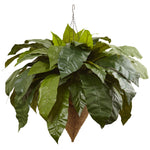 Nearly Natural 6870 30" Artificial Green Giant Bird's Nest Fern with Cone Hanging Basket