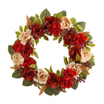 Nearly Natural W1187 30`` Harvest and Peony Artificial Wreath