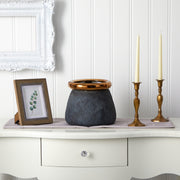 Stone Planter with Bronze Rim