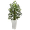 Nearly Natural 5841 5' Artificial Green Areca Palm Tree in White Planter, UV Resistant (Indoor/Outdoor)