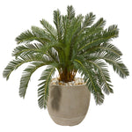 Nearly Natural 9476 29" Artificial Green Cycas Plant in Sand Stone Planter