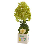 Nearly Natural A1319 21" Artificial Green Peegee Hydrangea & Rose Arrangement in Vase