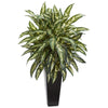 Nearly Natural 8173 35" Artificial Green Aglonema Plant in Black Planter