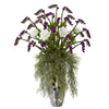Nearly Natural 28`` Rose Artificial Arrangement in Silver Vase